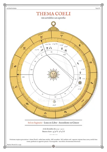 La carta del cielo, estilo redondo, lámina de muestra